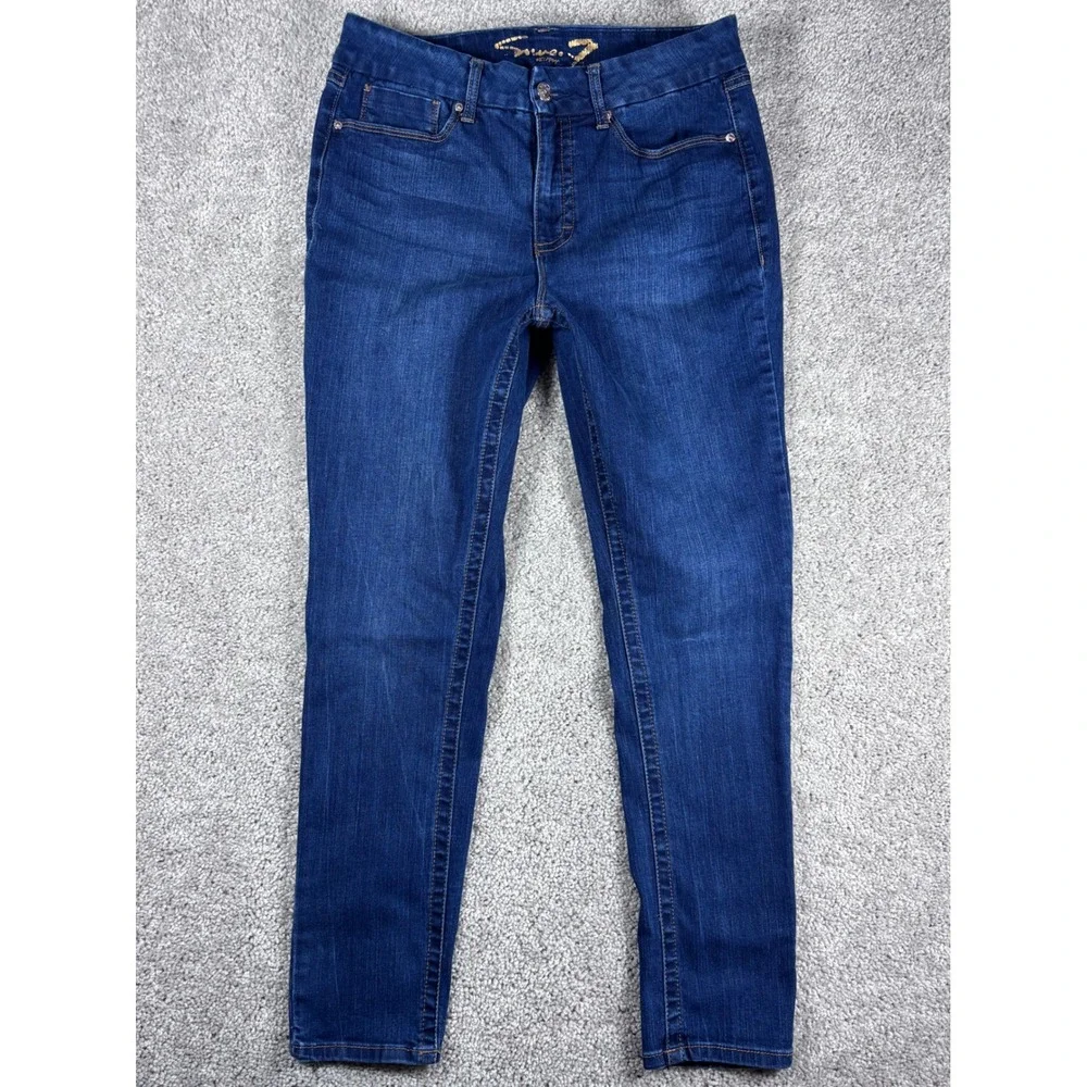 Seven7 Tummy Less High Rise Skinny Jeans Womens Size 12 Dark‎ Wash Denim